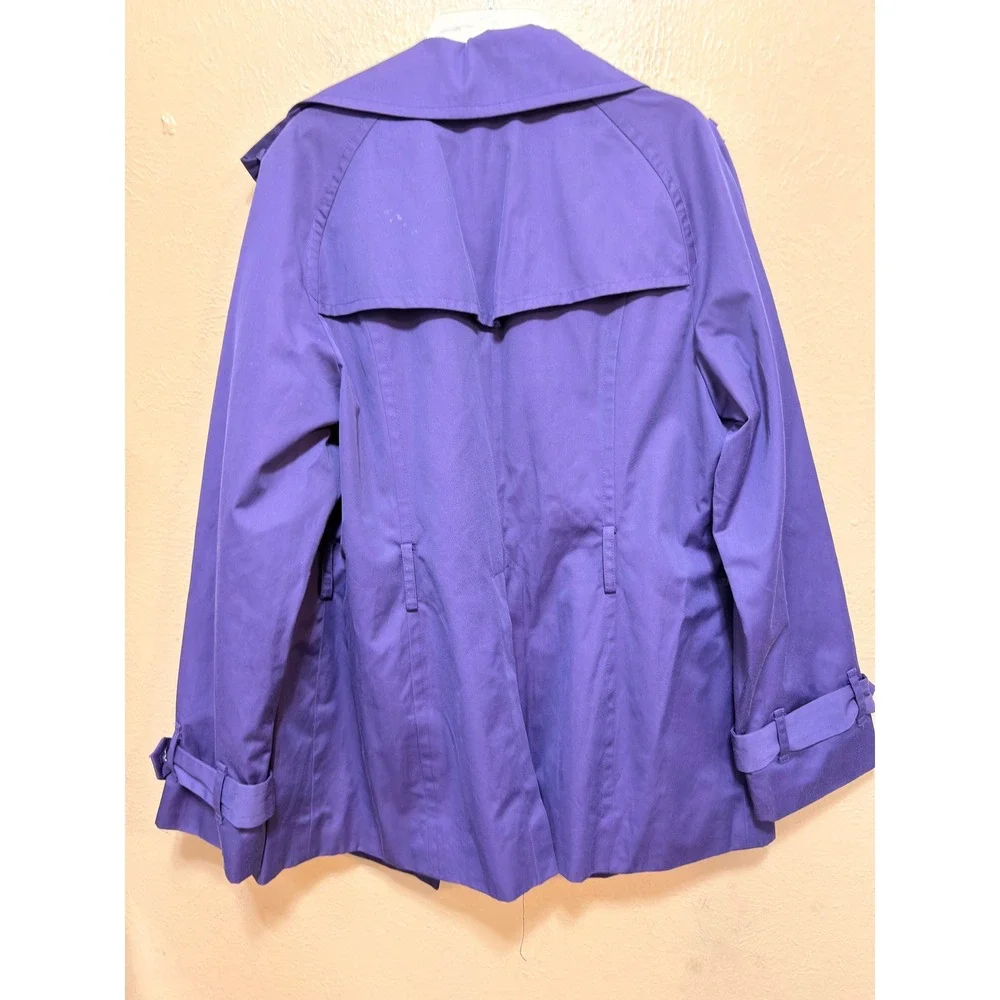 London Fog Womens‎ Purple Double Breasted Trench Coat Jacket Medium